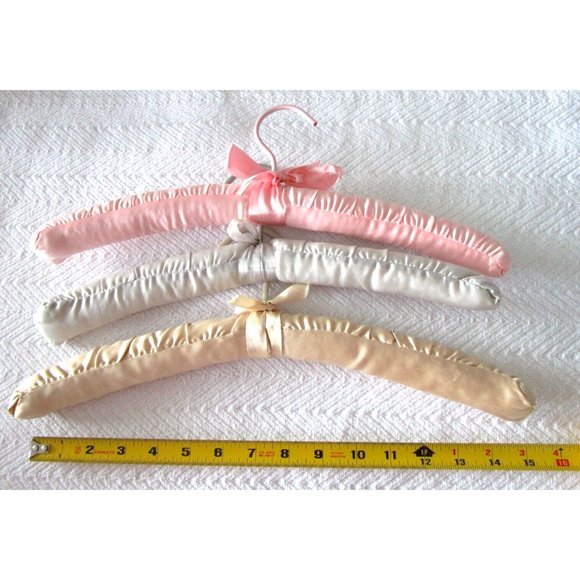 Fabric Satin Padded Hangers Pastel Colors - Shabby Victorian Vibe - Set Five (5) - Picture 9 of 10